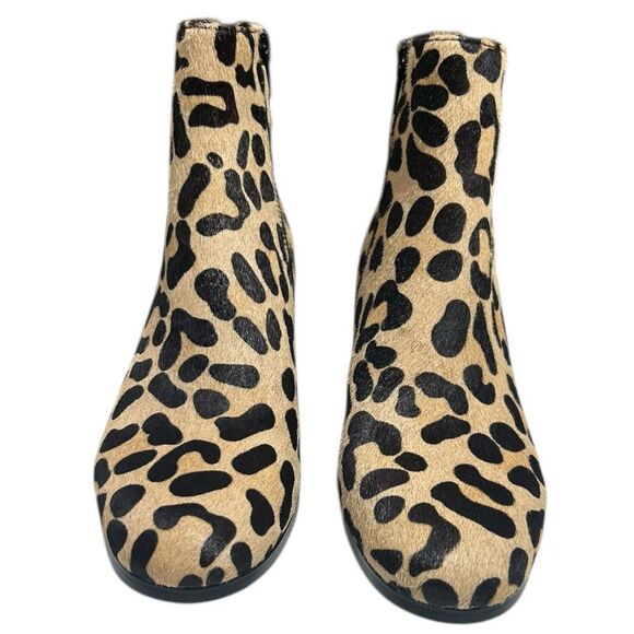 Van Eli Calf Hair Leopard Print Ankle Boots Size 7 Block Heel Cheetah Print - Picture 3 of 15